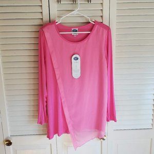 Diane Gilman DG2 NWT Pink Layered Crossover Blouse